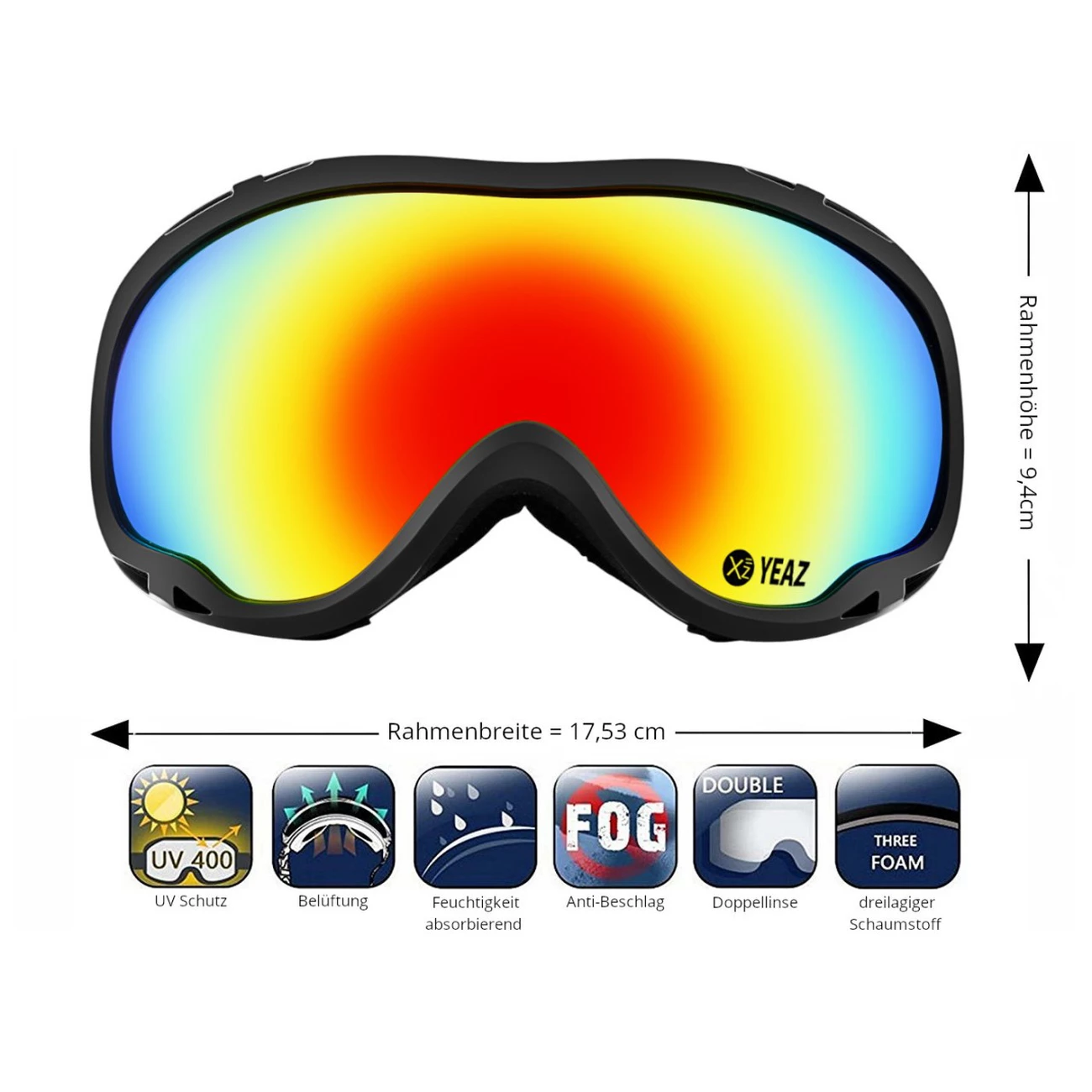 Offres 👏 Ski Yeaz Cliff Masque De Ski / Snowboard Noir 🎁 4 Offres 👏 Ski Yeaz Cliff Masque De Ski / Snowboard Noir 🎁 – Image 2